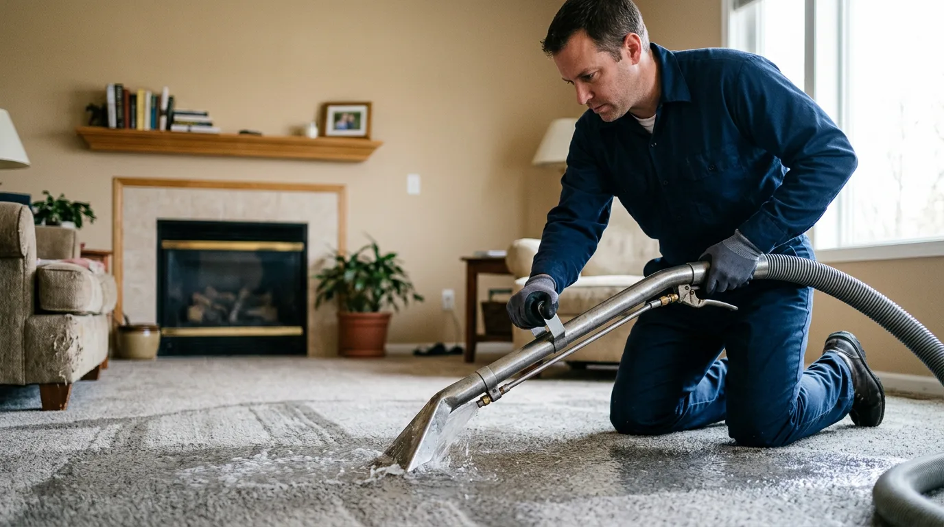 Water damage restoration technician working near Moffit, ND